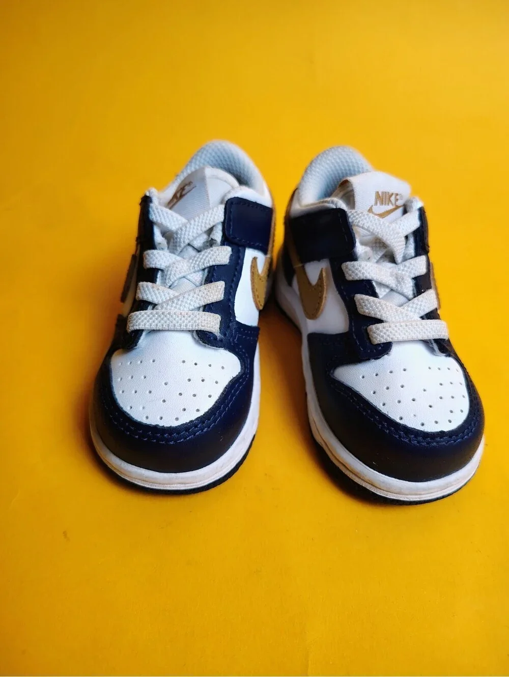 Nike Dunk Low TD Midnight Navy Wheat Toddler Size 5C Shoes FB9107-111 Blue White